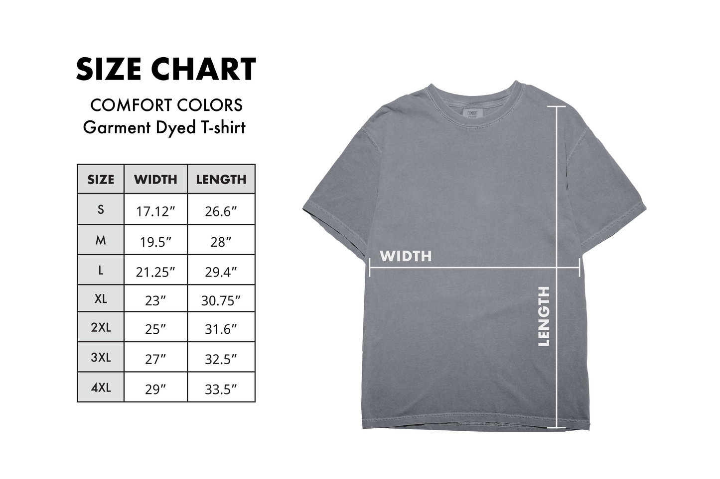 Comfort Colors Size Chart