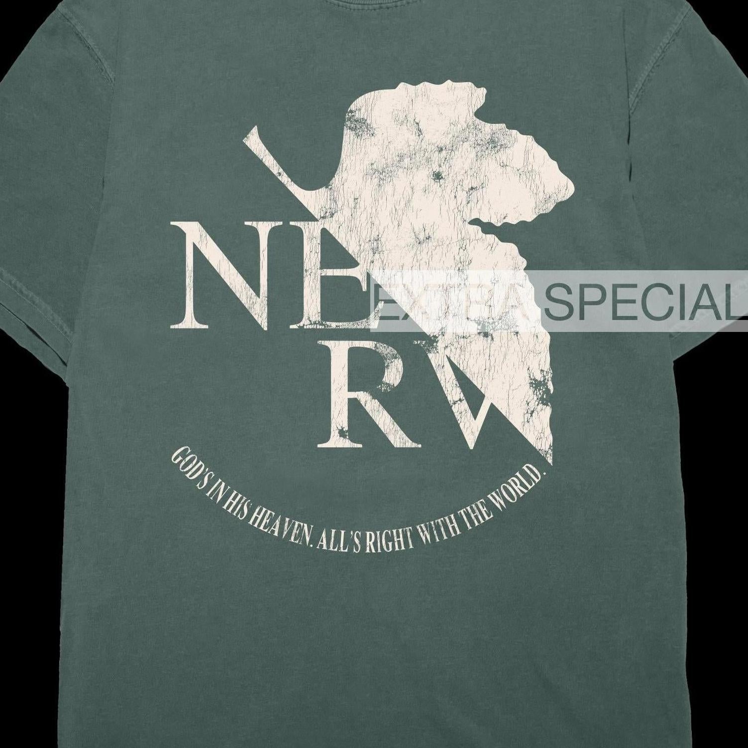 EVANGELION:95 NERV『GOD'S IN HIS HEAVEN.』 Evangelion NERV logo shirt – Extra Special Vintage