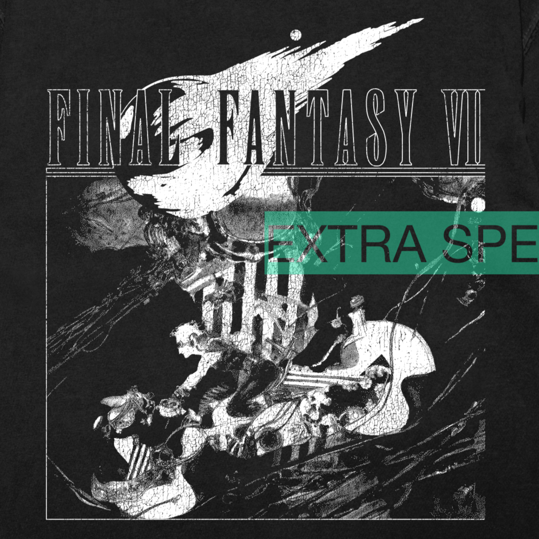 Shirt featuring cloud strife on motorcycle from final fantasy vii