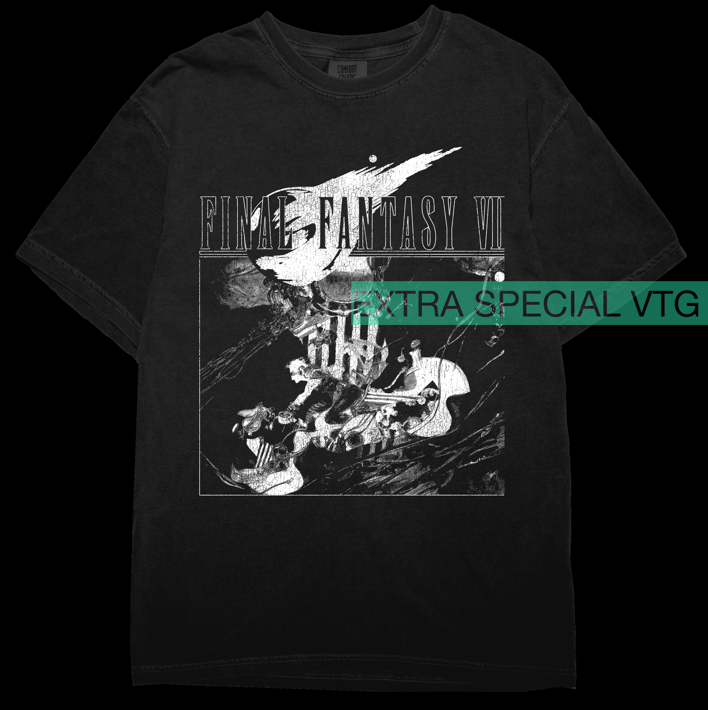 Shirt featuring cloud strife on motorcycle from final fantasy vii