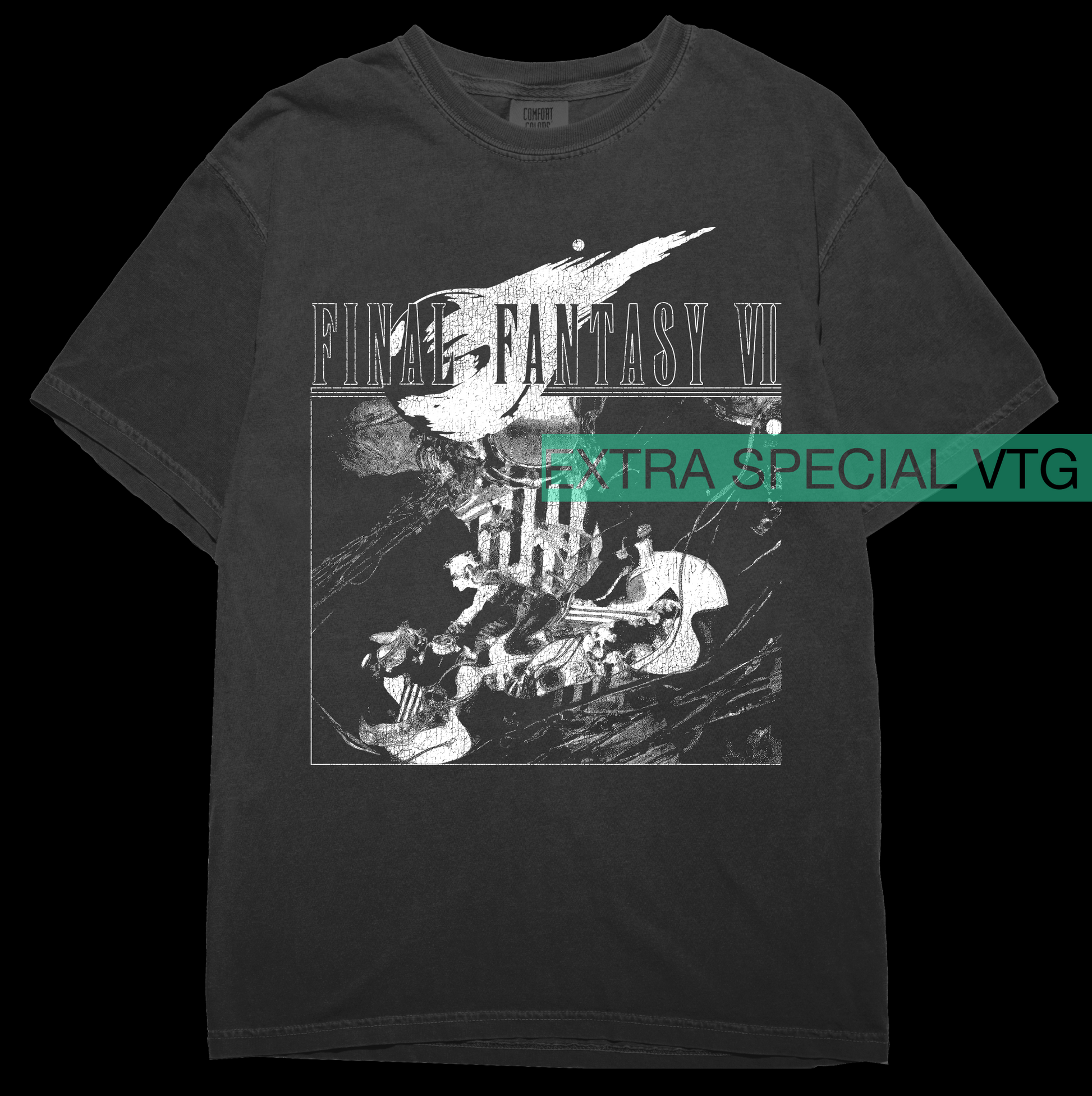 Shirt featuring cloud strife on motorcycle from final fantasy vii