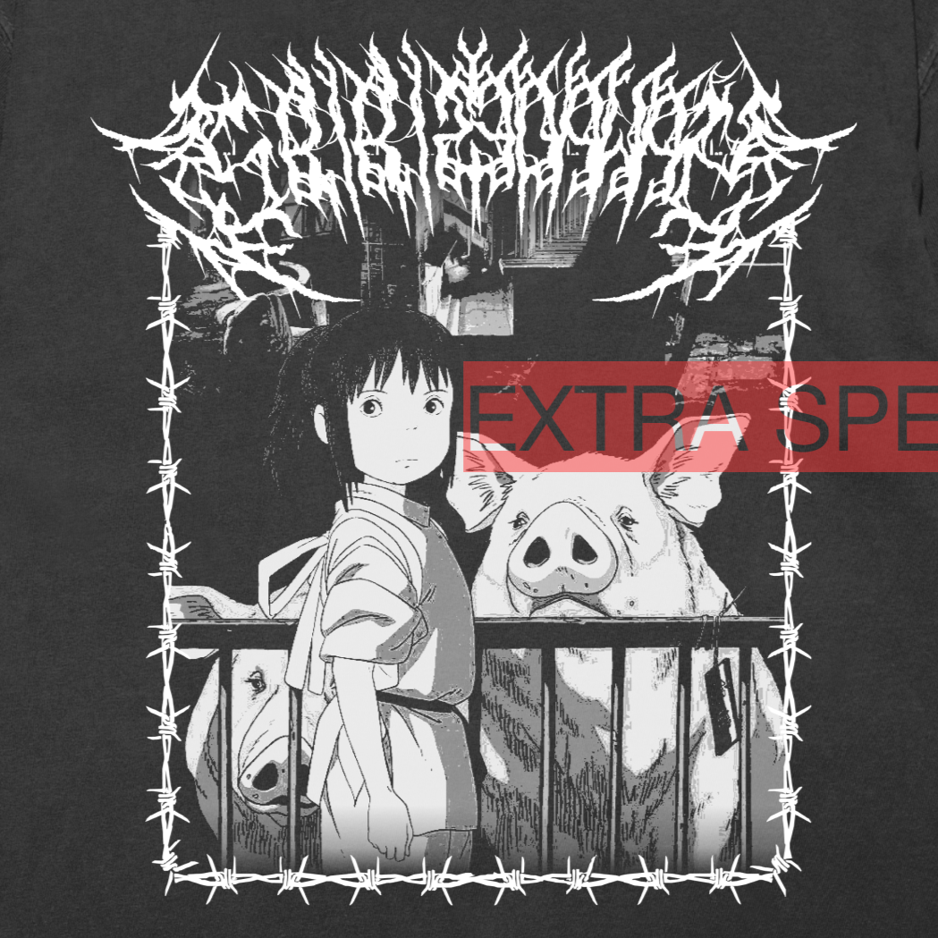 Studio Ghibli Black Metal Chihiro + Pigs Shirt